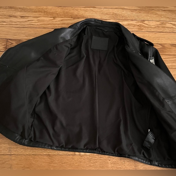 AllSaints Darnley Black Leather Biker Jacket US 10 - Picture 8 of 14